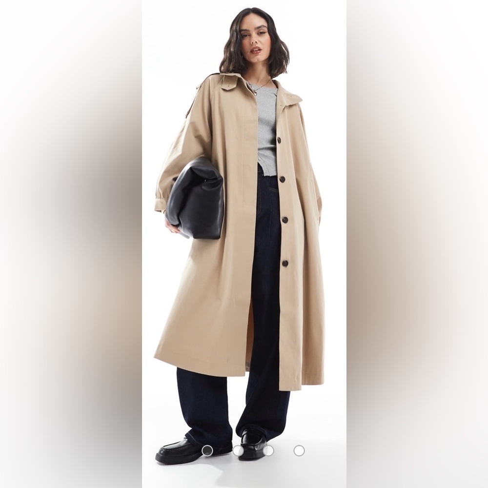 ASOS DESIGN Tall longline trench coat in stone
